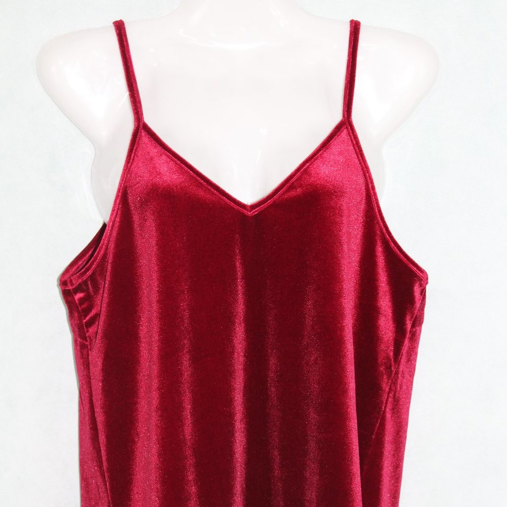 Deep red velvet tank top
